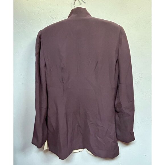 Shanghai Tang Womens Mandarin Collar Button Down Blazer Jacket Size 8 Silk Brown - Picture 2 of 9